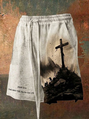 Men's Faith Cross The Way The Truth The Life Printed Shorts