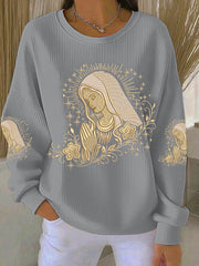 Women's Virgin Mary Print Casual Sweatshirt