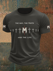 Men's Jesus John 14:6 Jesus The Way, The Truth, The Life Christian Cross Short Sleeve T-shirt