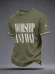 Men's Worship Anyway Embroidery Pattern T-Shirt