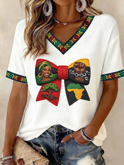 Women's Juneteenth 1865 Printed V-neck T-shirt