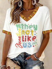 Women's Juneteenth They Not Like Us Printed V-neck T-shirt