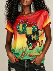 Women's Roots of Freedom Juneteenth 1865 African Map Shirt