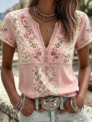 Women's Floral Print short-sleeved T-shirt