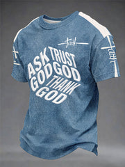 "Ask God, Trust God, Thank God" Cube Graphic – Men's/Unisex Casual T-Shirt