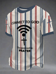 Men's "Connect To God,The Password IS Prayer" Print Casual T-Shirt