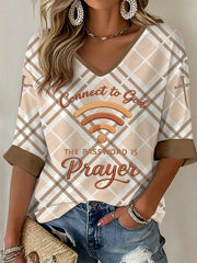 Women's "Connect To God,The Password IS Prayer" Print Casual T-Shirt