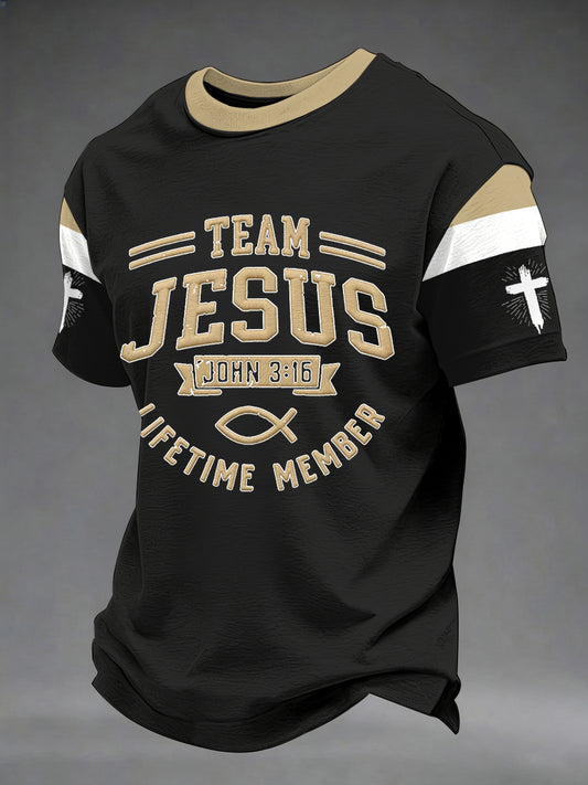Men's Team Jesus Lifetime Member Print Casual Tee