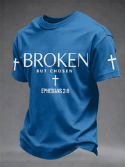 Men's Christian Cross Broken But Chosen Print Tee
