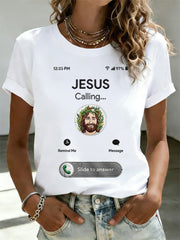 Women's Funny Christian Jesus Calling Print Casual Tee