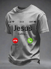 Men's Funny Christian Jesus Calling Print Casual Tee