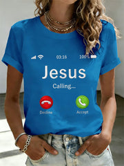 Women's Funny Christian Jesus Calling Print Casual Tee