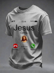 Men's Funny Christian Jesus Calling Print Casual Tee
