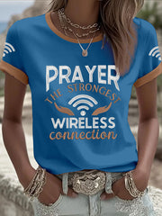 Women's Prayer The Strongest Wireless Connection Printed Casual T-Shirt