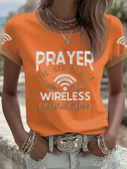 Women's Prayer The Strongest Wireless Connection Printed Casual T-Shirt