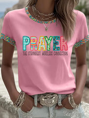 Women's Prayer The Strongest Wireless Connection Printed Casual T-Shirt