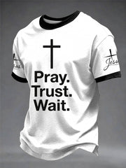 Men's "Pray Trust Wait" Printed T-shirt