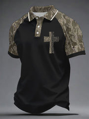 Men's camouflage cross print casual top