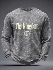 Men's Thy Kingdom Come Waffle Print Casual T-Shirt