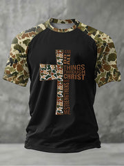 Men's Camouflage Cross Print Casual T-shirt