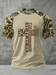 Men's Camouflage Cross Print Casual T-shirt