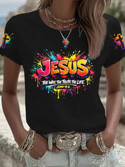 Women's Christian Jesus Cross Short Sleeve T-shirt