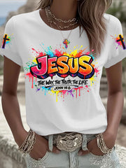 Women's Christian Jesus Cross Short Sleeve T-shirt