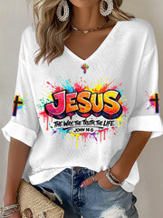 Women's Christian Jesus Cross Waffle T-shirt