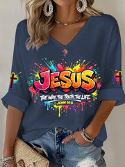Women's Christian Jesus Cross Waffle T-shirt