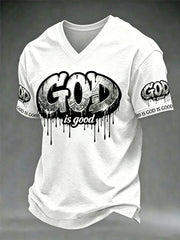 Men's Christian God Is Good Cross Short Sleeve V-neck T-shirt