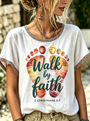 Women's Christian Walk By Faith Print Polo