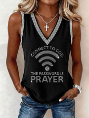 Women's"Connect To God,The Password IS Prayer" Print Casual Vests