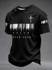 Men's Faith Over Fear Printed Casual Unisex T-shirt