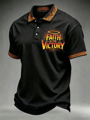 Men's Christian Cross Faith Is The Victory Print Polo