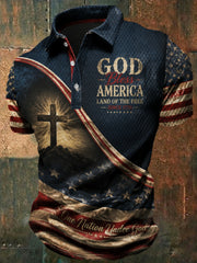 Men's America Flag God Bless America Printed Shirt