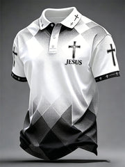 Men's JESUS Print Casual Top