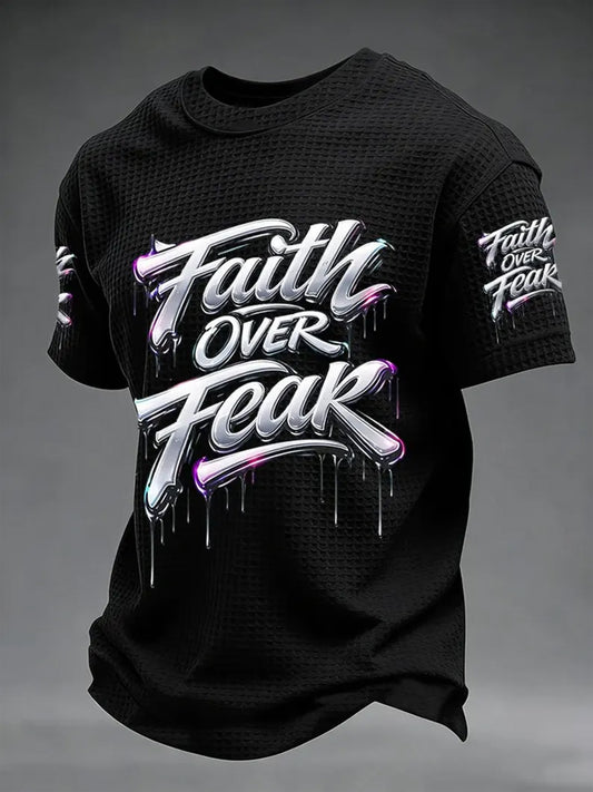 Men's Christian WALK BY FAITH Cross Waffle Short Sleeve T-shirt