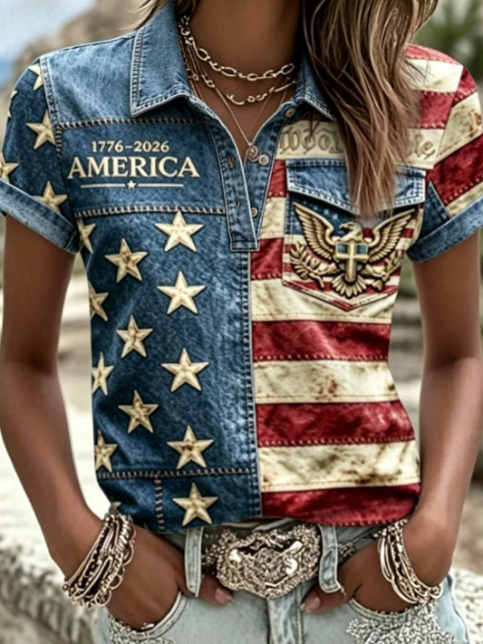 Women's 250Th Anniversary National Faith Print Shirt