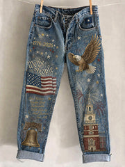 Women's Independence Day Printed Casual Pants