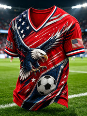 Men's USA Soccer Fan Print V-neck T-shirt