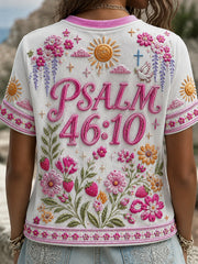 Women's Christian Be Still And know Cross Short Sleeve T-shirt