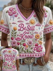 Women's Christian Be Still And know Cross Short Sleeve T-shirt