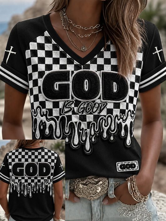 Women's Christian God Is Good All The Time Cross Short Sleeve T-shirt