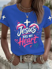 Women's Christian Cross Print Casual Tee
