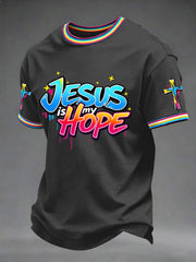 Men's Christian Cross Print Casual Tee