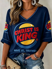 Women's "Christ Is King" V-Neck T-Shirts