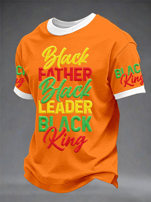 Men's βBlack Father Black Leader Black Kingβ Father's Day Fun Casual T-shirt