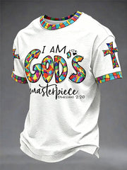 Men's I'm God's Masterpiece Faith Fun Print Casual Unisex T-shirt