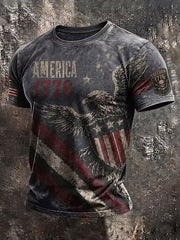 Men's USA 1776-2026 Printed Casual T-Shirt