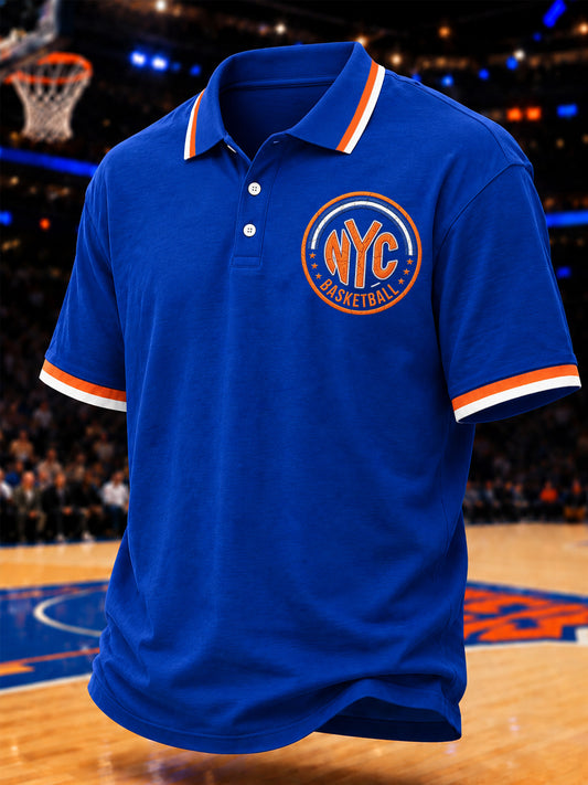 Men's Go New York Gift For Basketball Fans Print Casual Polo